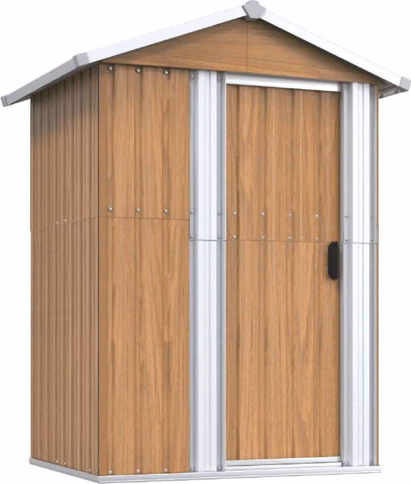 Casetta da giardino marrone 126x97,5x177 cm in acciaio zincato