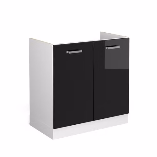 Vicco Mobile lavello cucina R-Line, Nero lucido, 80 cm