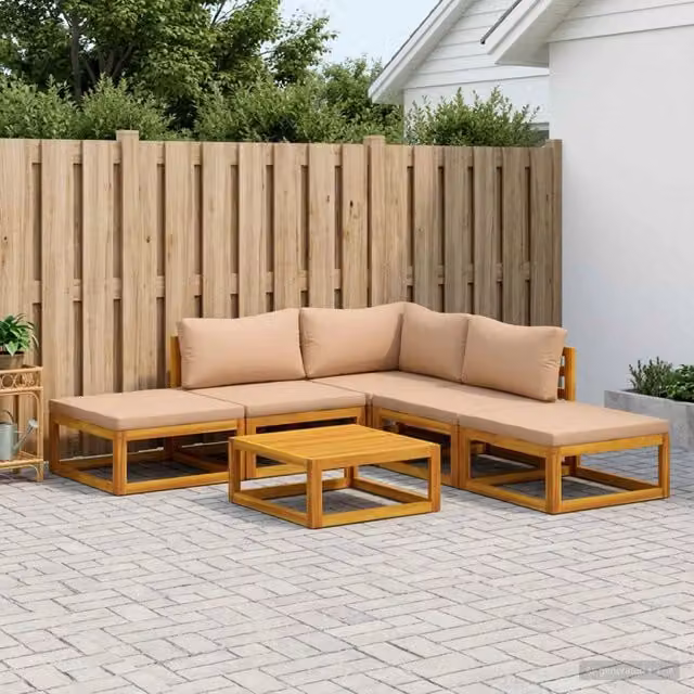 Set di divani 6 pz Naturale Legno di Acacia Massello 3417276