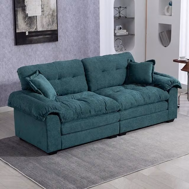Divano singolo in chenille - Xylo - 213 cm - Cuscini doppio strato