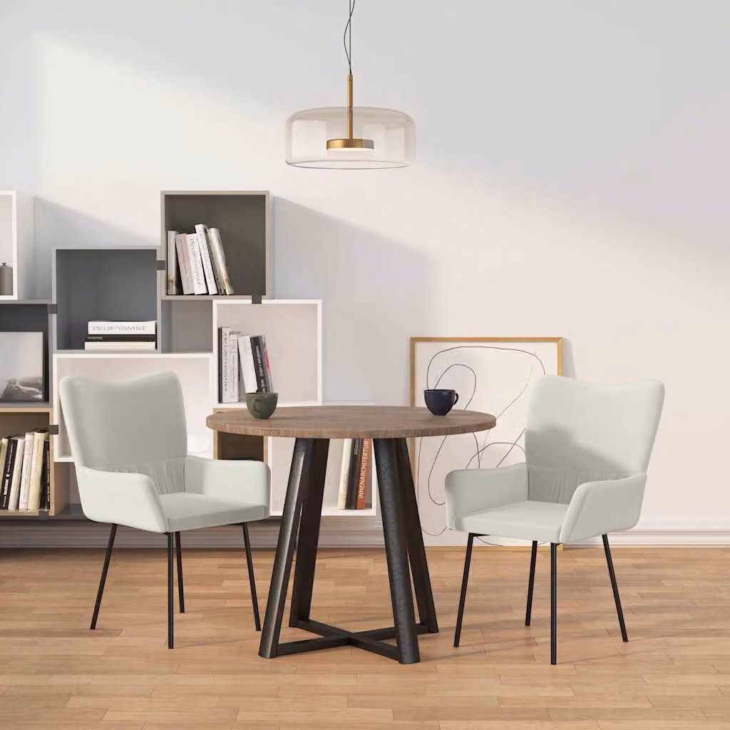 Set di 2 sedie da pranzo vidaXL in velluto beige con struttura in metallo e MDF per cucina e sala da pranzo