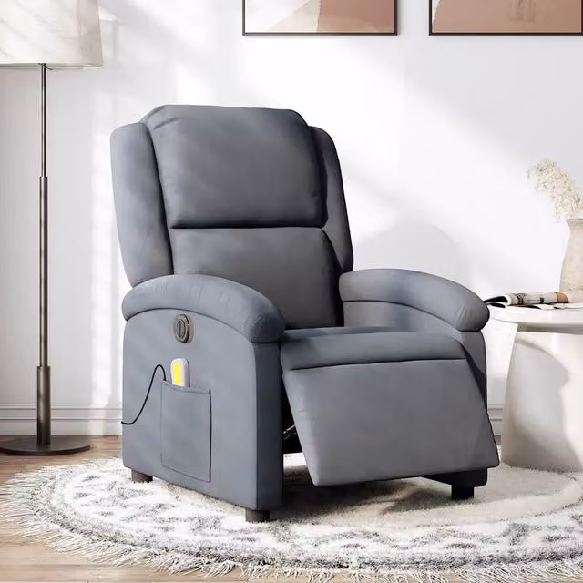 Poltrona Reclinante Elettrica vidaXL in Velluto Grigio con Braccioli per il Relax in Soggiorno