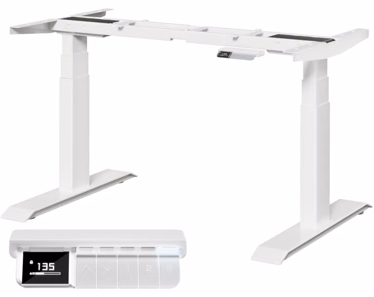 Telaio regolabile in altezza per scrivania, motorizzato - altezza regolabile da 65 a 135 cm - capacità di carico di 160 kg - colore bianco
