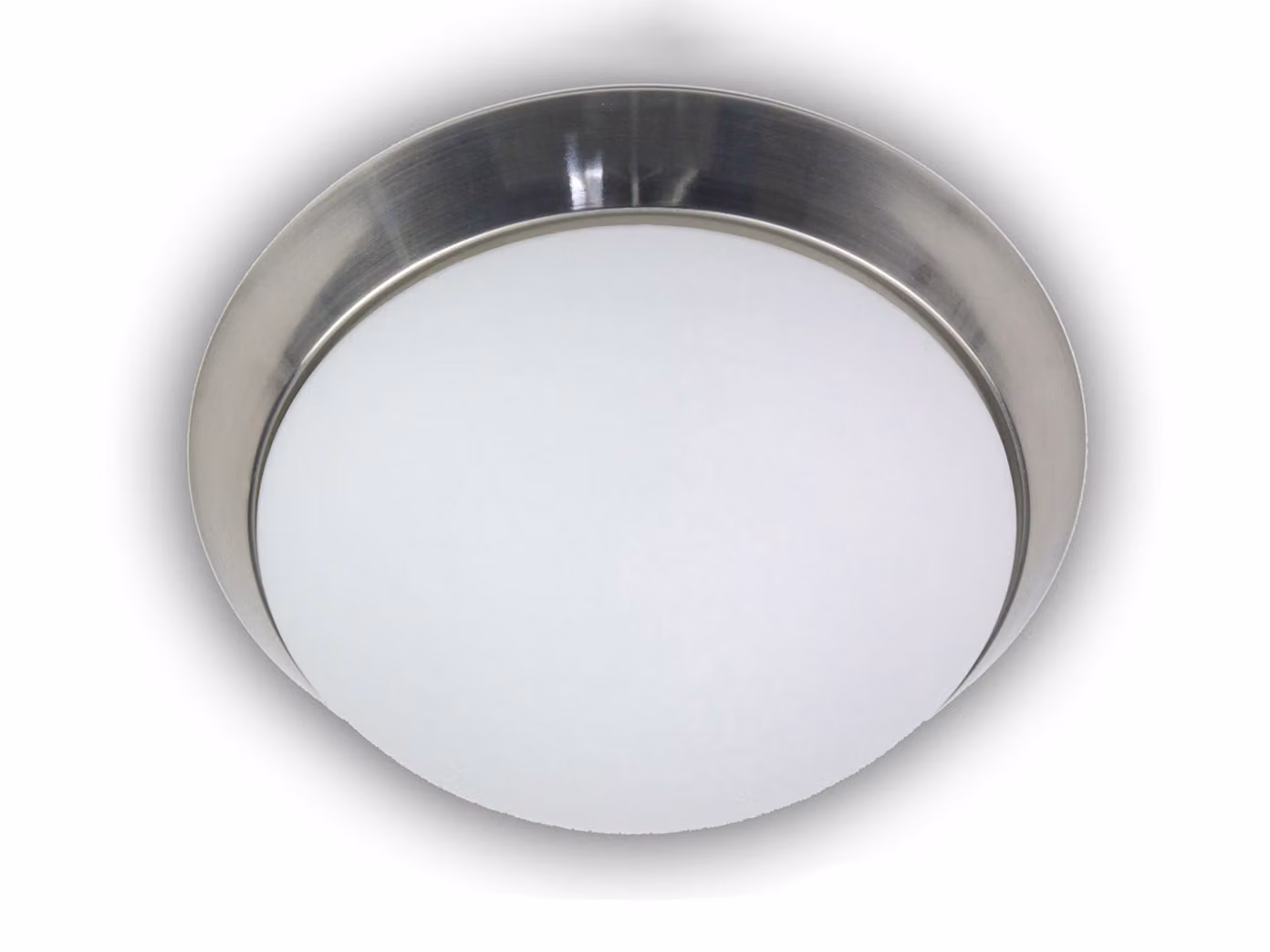Lampada da soffitto, rotonda Ø 25 cm, vetro opalino, elegante anello decorativo in nichel opaco Lampada da ufficio