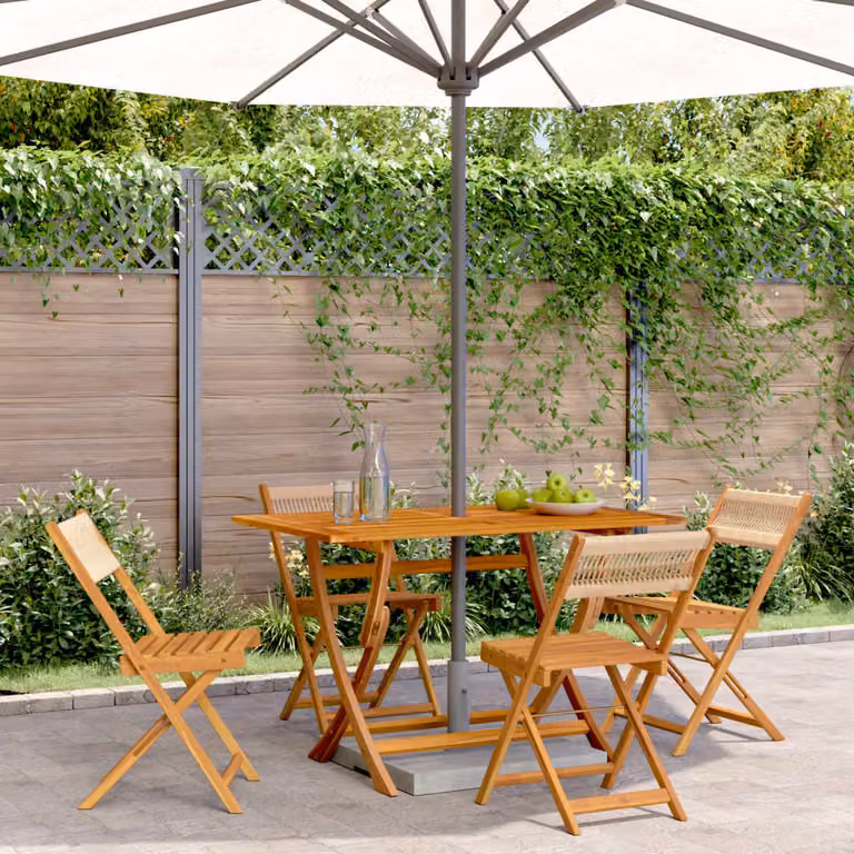 Set di 4 sedie pieghevoli da giardino vidaXL in legno di acacia oliato beige con braccioli