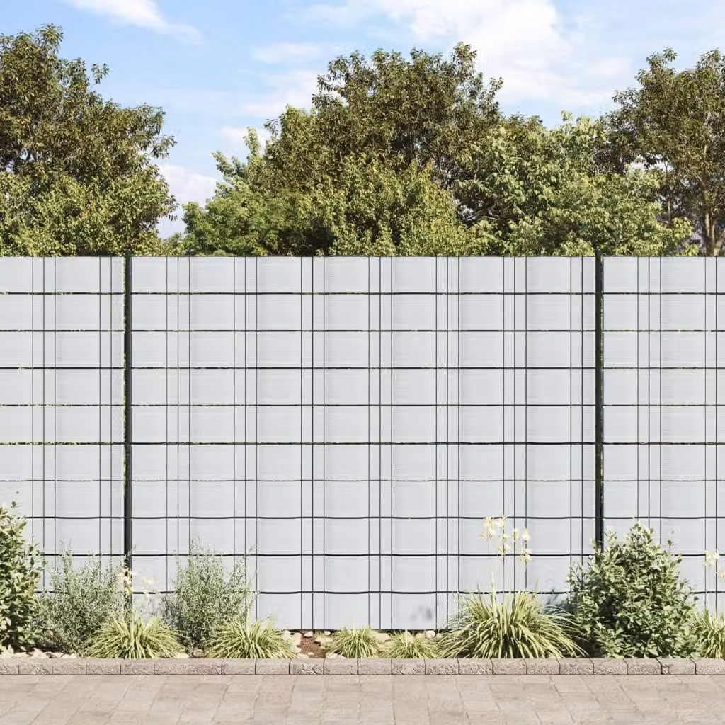 Set di 10 strisce privacy per giardino vidaXL in PVC, Grigio Chiaro, L: 252,5 cm x H: 19 cm