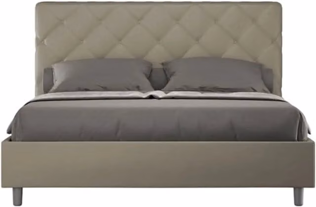 Letto matrimoniale contenitore Ityhome Priya imbottito in similpelle beige L/P: 160 x 200 cm