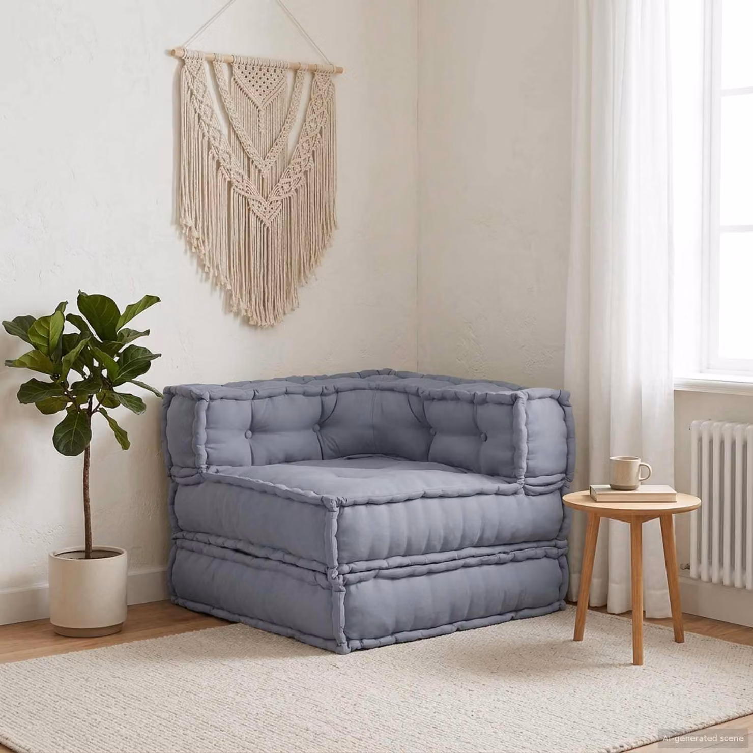 Unità di divano modulare vidaXL in tessuto grigio, L/P/H: 70 x 70 x 56 cm