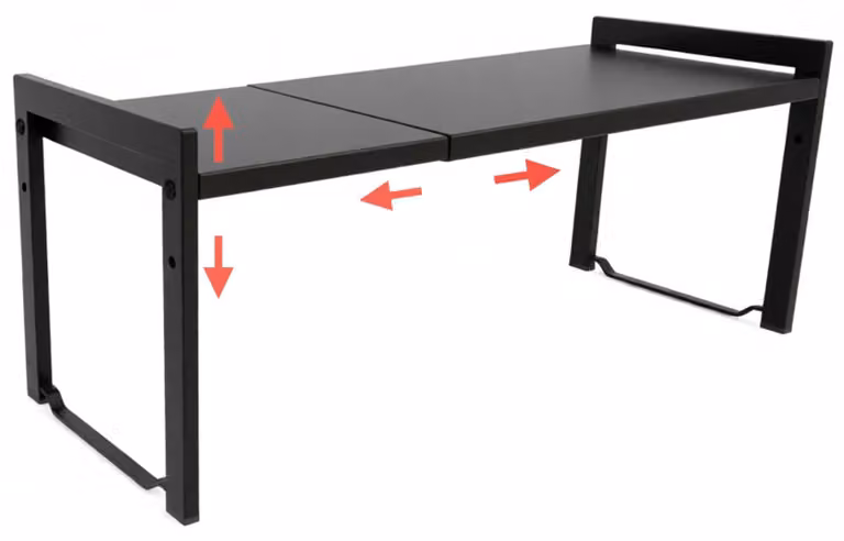 Scaffale estensibile, nero, da 35 a 66 cm