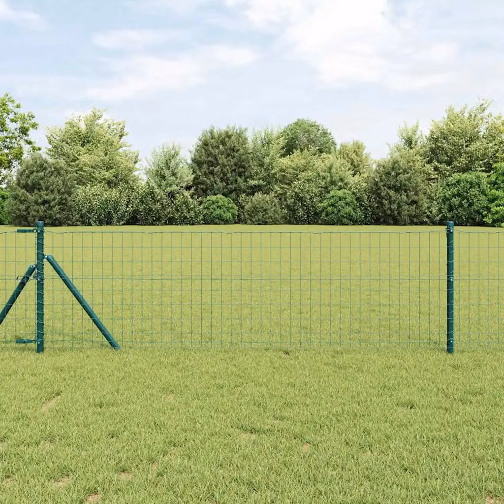 Recinzione Euro vidaXL in ferro rivestito in PVC verde, Altezza: 0,4 m, Lunghezza: 50 m