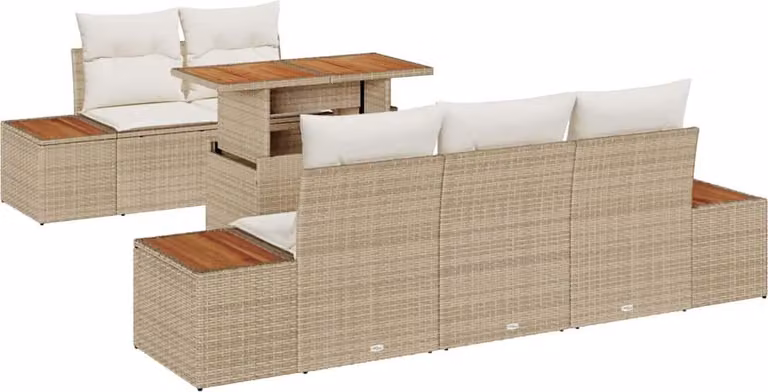 Set Divano da Giardino 6 pcs Beige Poly Rattan