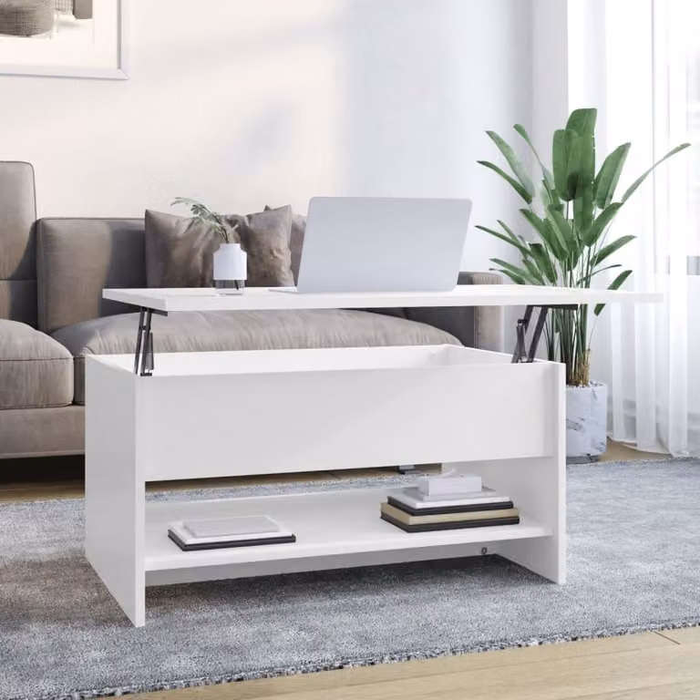 Maison Exclusive - Tavolino da salotto bianco lucido 80x50x40 cm in materiale composito