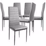 Set di sedie da pranzo, disponibili in confezioni da 2, 4, 6 o 8 pezzi. Sedie per cucina e soggiorno, rivestite in ecopelle. Colore: grigio chiaro. Set: 6 pezzi