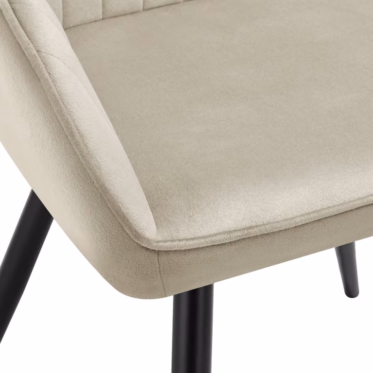 Sedia Marilyn TecTake in velluto trapuntata beige e nera per soggiorno e cucina