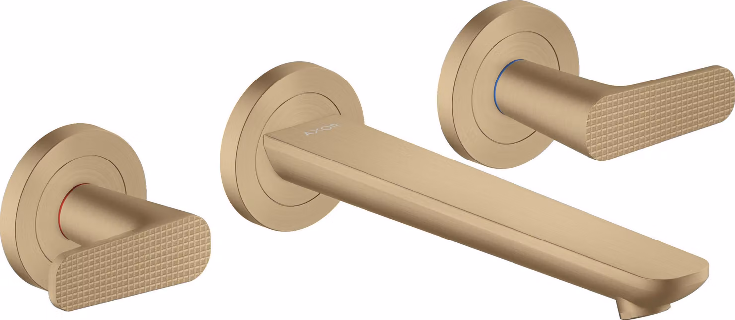 hansgrohe AXOR Citterio C robinetterie de lavabo 3 trous encastrée pour montage mural, bec 195mm, Cubic cut, 49071140, 49071140