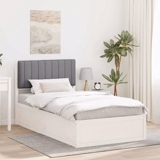 Letto con Testiera Rivestita-Struttura Letto con Testiera Grigio chiaro 100 x 200 cm 992545