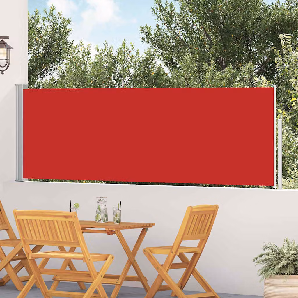 vidaXL Tenda Laterale Retrattile per Patio in Poliestere e Acciaio, Colore Rosso, L: 514 cm, H: 100 cm