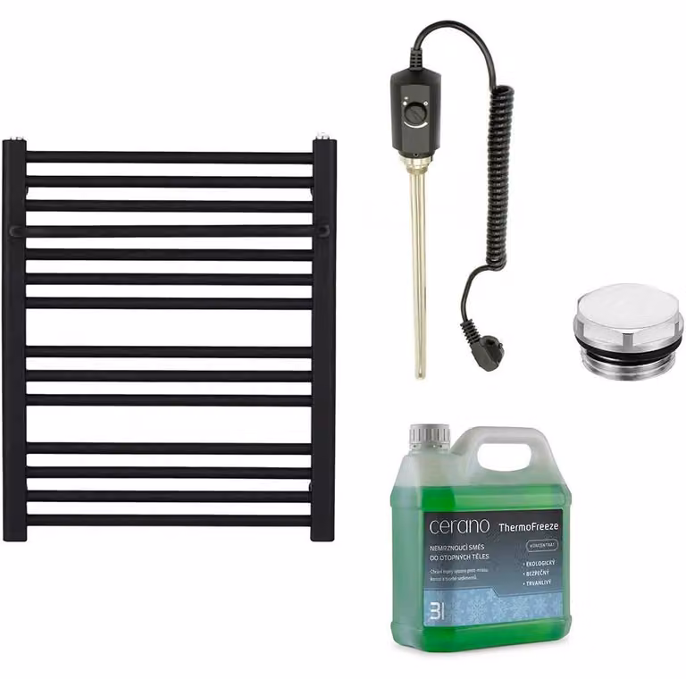 CERANO - Set di radiatori elettrici da bagno Antonio - 300 W - nero opaco - 660 x 550 mm