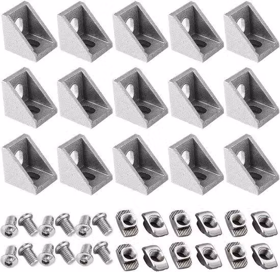 Profilo angolare in alluminio 20x20x17 mm con dado a T e vite a esagono incassato
