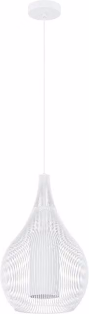 Lampadario a sospensione moderno Eglo Razoni in acciaio e vetro bianco con attacco E27