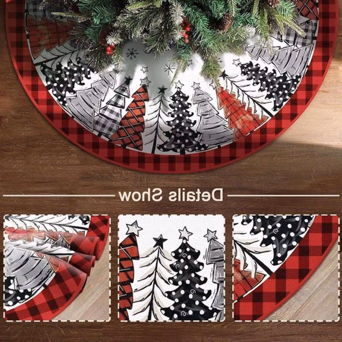 Copertura decorativa per albero di Natale, diametro 120 cm. Tappeto per albero di Natale, rivestimento per il pavimento sotto l'albero. Ideale per decorazioni festive