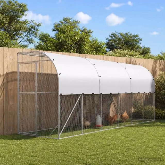 Gabbia per Polli Contro il Muro Argento 600 x 150 x 215 cm 3434722