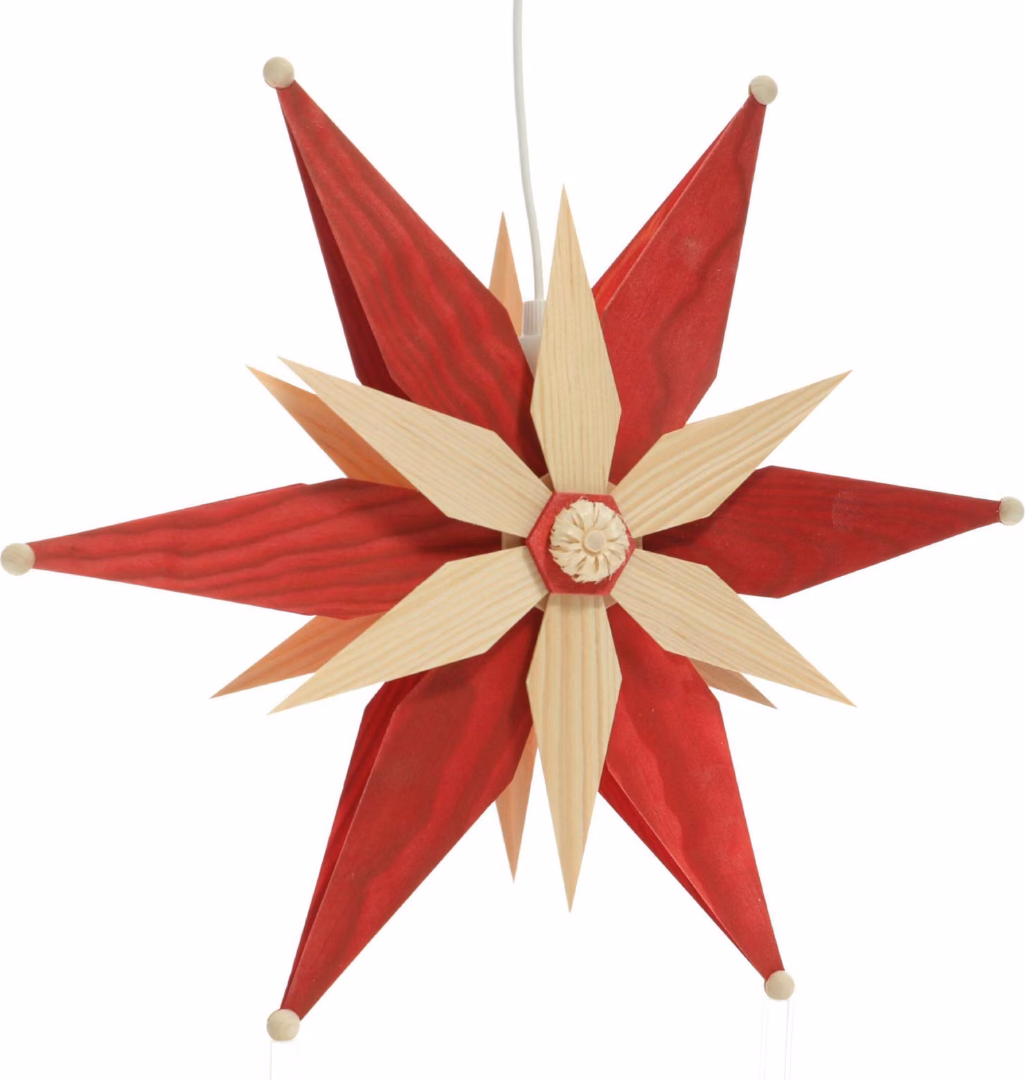 Decorazione natalizia per finestre: stella in legno con illuminazione, dimensioni 32x32x10 cm, NUOVA