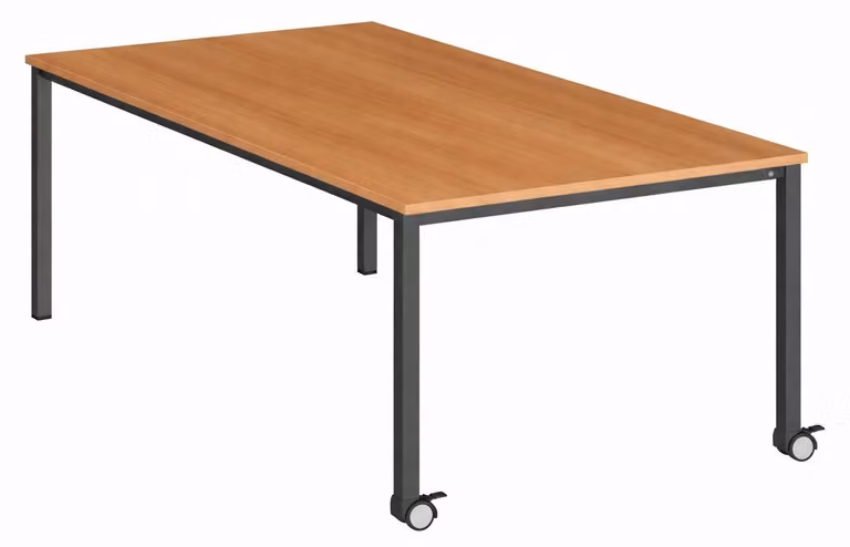 Moderno banco scolastico con piano in legno e rotelle flessibili per aule scolastiche