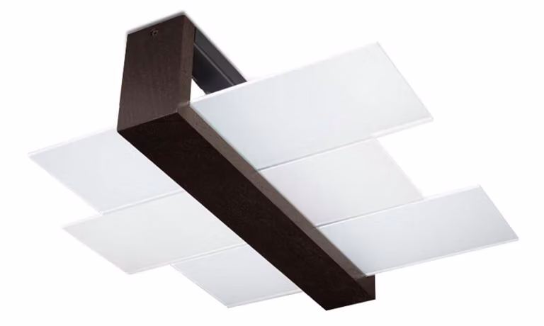 Lampada da soffitto FENIKS 2 wengé 2xE27 15W legno/vetro 12x43x43cm Sollux Lighting