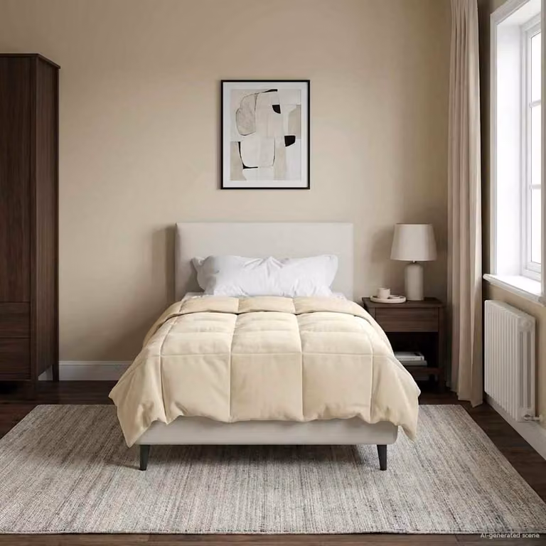 Piumone Completo Annuale 4 Stagioni vidaXL in Microfibra Beige L/P: 140 x 200 cm