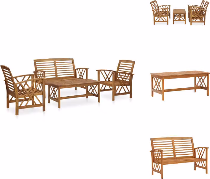 vidaXL Set da salotto da giardino 4 pezzi in legno massiccio di acacia - Set di mobili da giardino