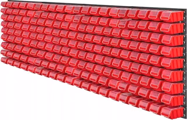 Pannello portautensili da parete KADAX per officina e garage, nero e rosso, L: 232 cm, H: 78 cm – 1