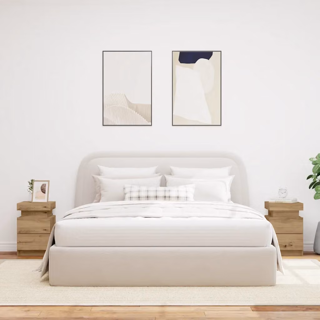 Set di 2 comodini moderni vidaXL con illuminazione LED integrata in MDF color marrone L/P/H: 40 x 30 x 40 cm