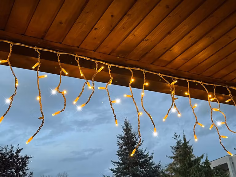Tenda luminosa a LED a forma di stalattiti, 3m x 0,5m, luce bianca calda, grado di protezione IP67