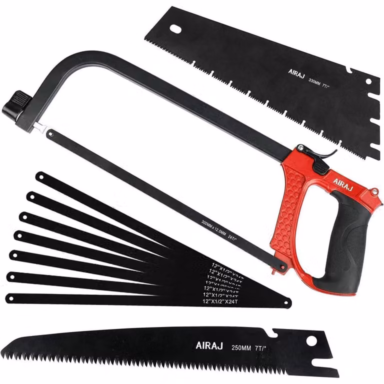 Set di seghe per metallo con 9 lame, sega per rami da 250 mm, sega per metallo da 300 mm, sega a mano da 330 mm per metallo, legno, acciaio, PVC e plastica