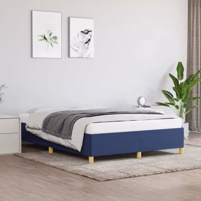 Struttura Letto Design Mania in Tessuto Blu L: 140 cm, P: 190 cm