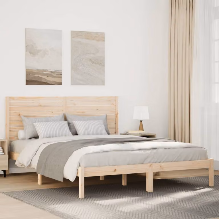 vidaXL Giroletto Extra Lungo in Legno di Pino Massello Marrone L/P/H: 200 x 220 x 165,5 cm