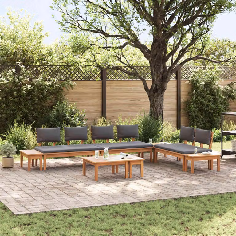 Maison Exclusive - Set di divani da giardino, 5 pezzi, color marrone e grigio