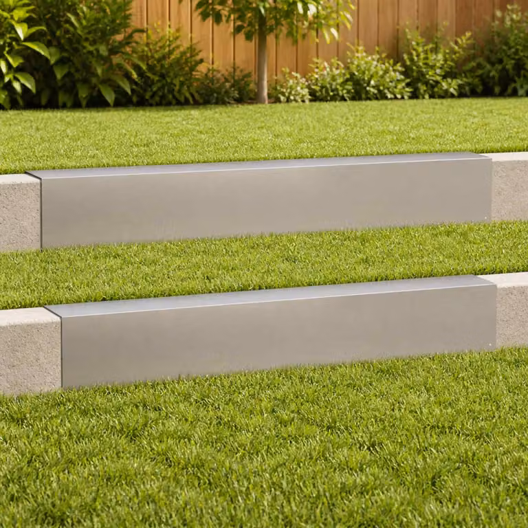 Set di 2 profili di copertura per giardino vidaXL in acciaio, grigio/argento, L 100 cm x P 10 cm x H 15 cm