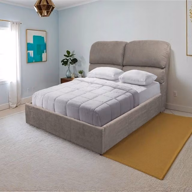 Letto una piazza e mezza contenitore Sofaback in tessuto tortora 120x190
