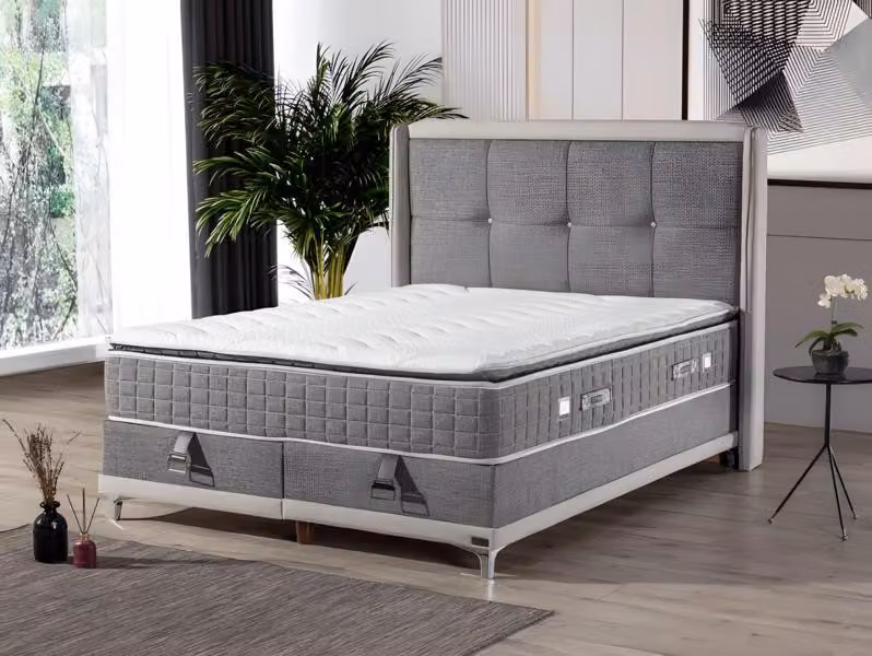 Luxuriöses Boxspringbett Stilvolles Kopfteil für höchsten Komfort und Eleganz