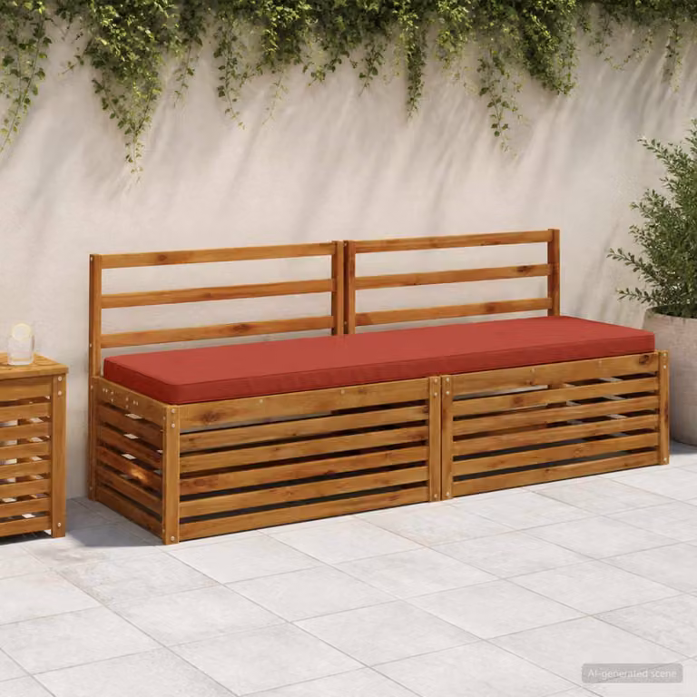 Set di 2 cuscini per panchina vidaXL VUGHT in poliestere rosso con rivestimento rimovibile e resistente ai raggi UV