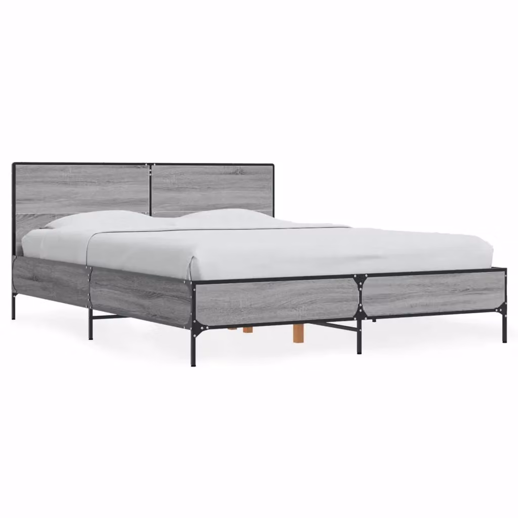 Letto Giroletto Sonoma Grigio vidaXL in Legno e Metallo L: 120 cm, P: 200 cm – 2