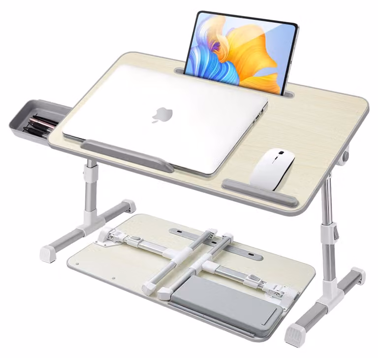 Tavolo pieghevole per laptop da usare a letto, con altezza e angolo regolabili