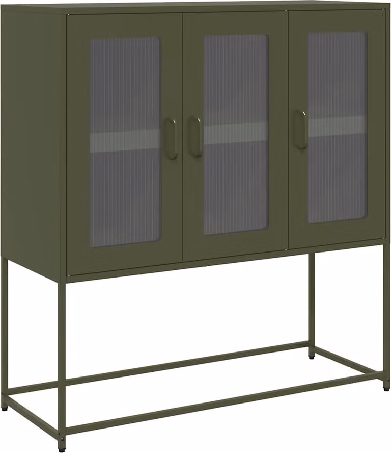 Credenza Verde Oliva 100,5x39x107 cm Acciaio Laminato a Freddo