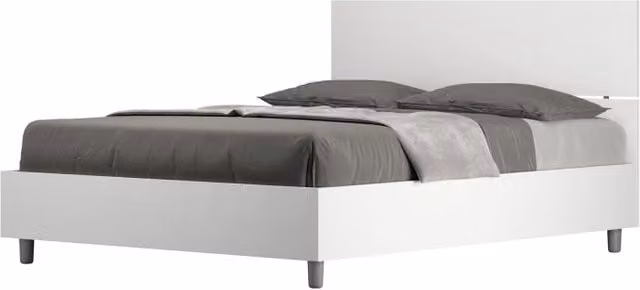 Letto Matrimoniale francese 140x200 cm testata dritta Demas - Senza rete,Bianco Frassino