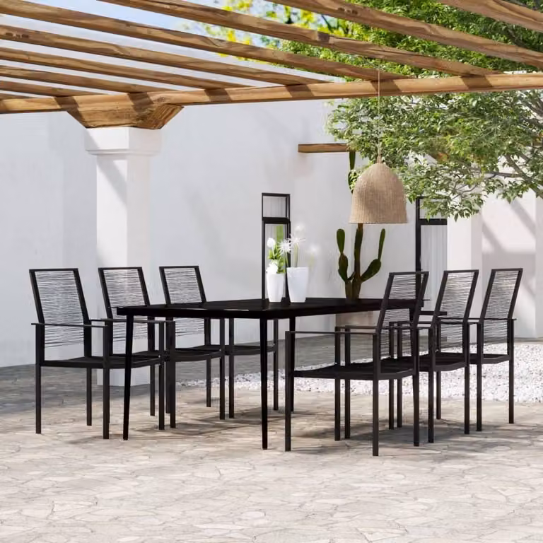 Maison Exclusive - Set da pranzo da giardino 7 pezzi nero