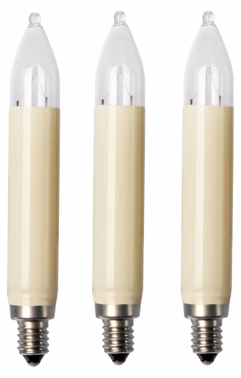 Candele di ricambio da 16V, 3W, attacco E10 (diametro 10 mm), confezione da 3 pezzi, adatte per 15 posizioni luminose