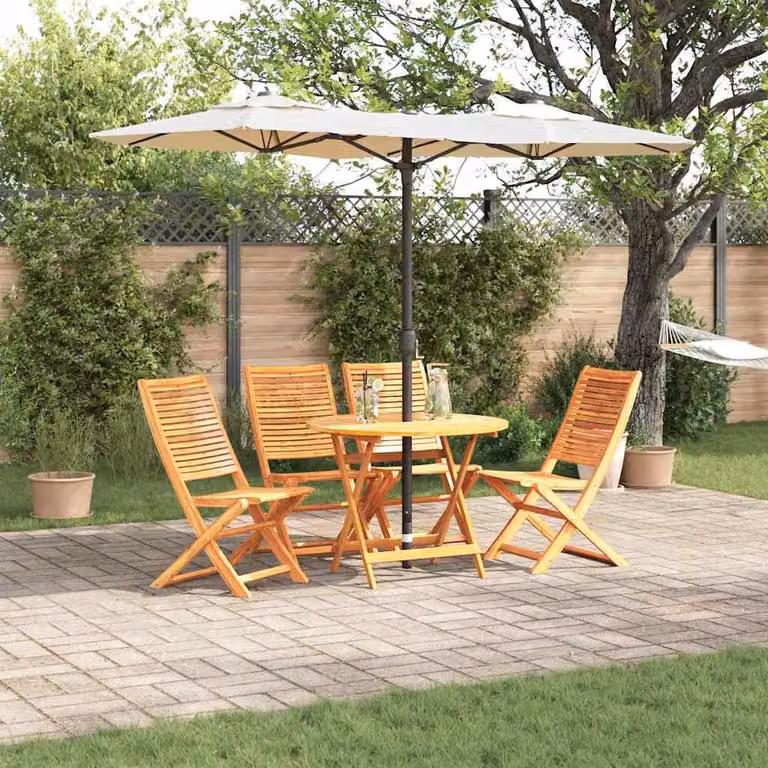 Maison Exclusive - Set da pranzo per esterno, 5 pezzi, legno massello di acacia, color marrone