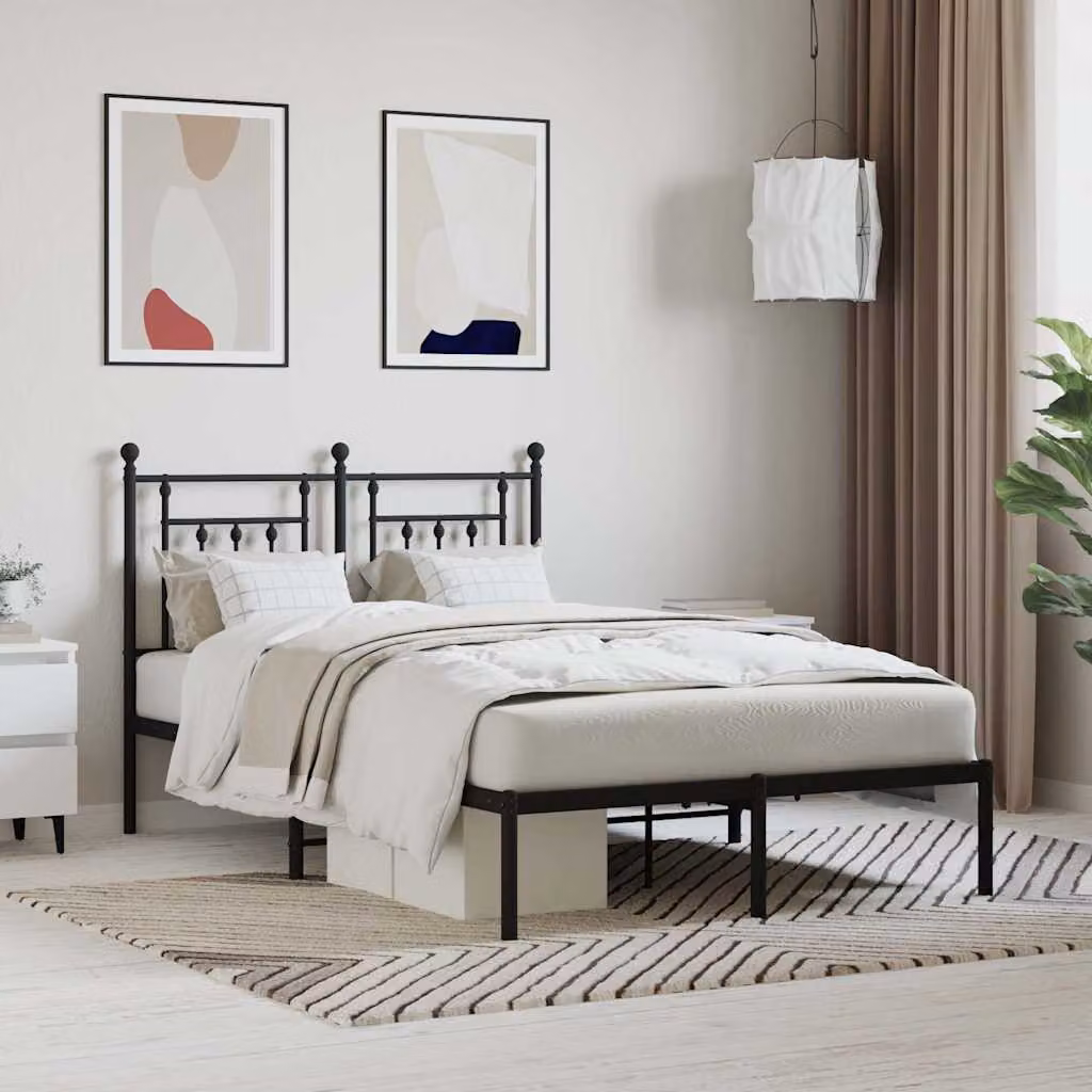 Giroletto vidaXL con testiera in metallo nero L: 120 cm, P: 200 cm